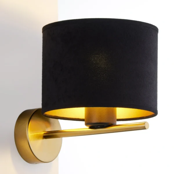 Kinkiet w stylu glamour ARIEL złoty szczotkowany /czarny, 1 × E27 – Sigma Lighting 41680