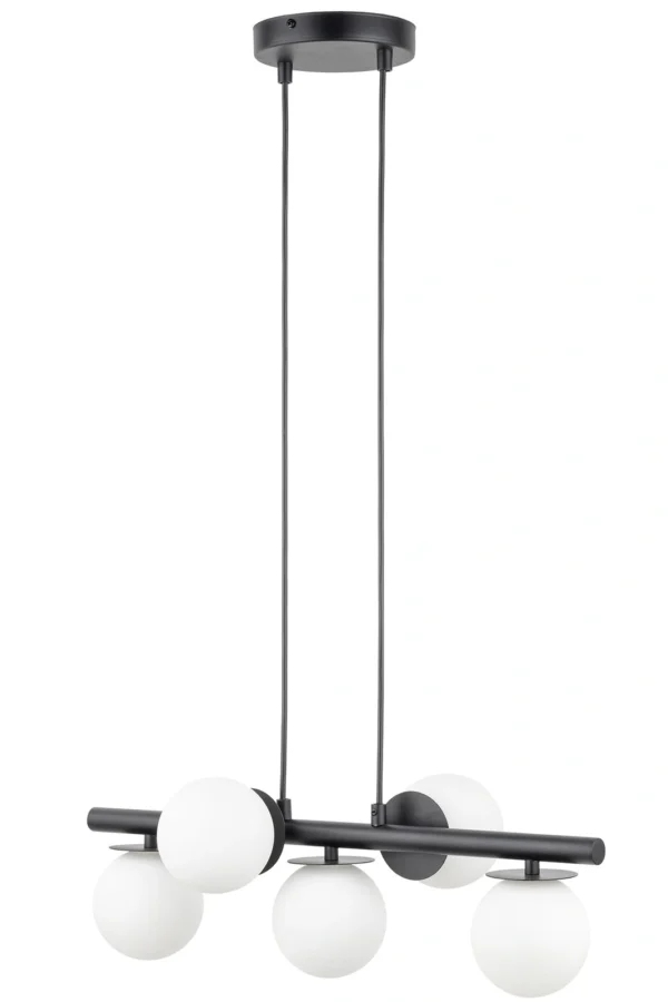 Lampa wisząca nowoczesna AVOLA kulki 5 czarne/białe, 5 × G9 – Sigma Lighting 40787