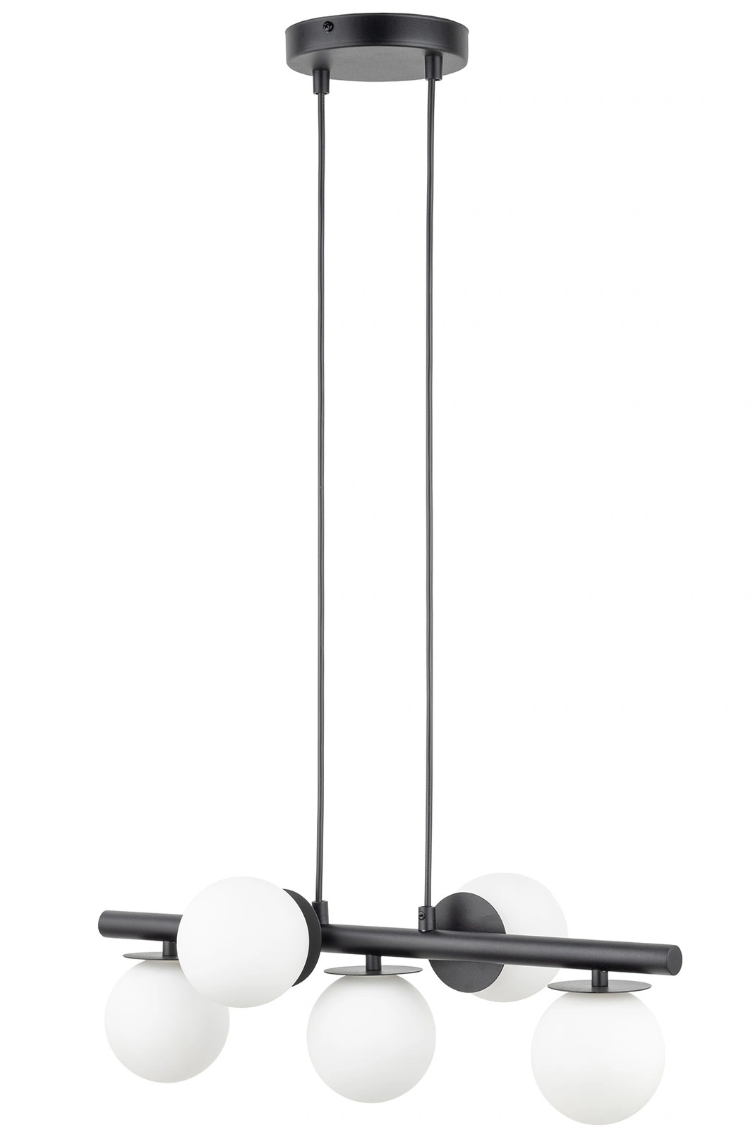 Lampa wisząca nowoczesna AVOLA kulki 5 czarne/białe, 5 × G9 – Sigma Lighting 40787