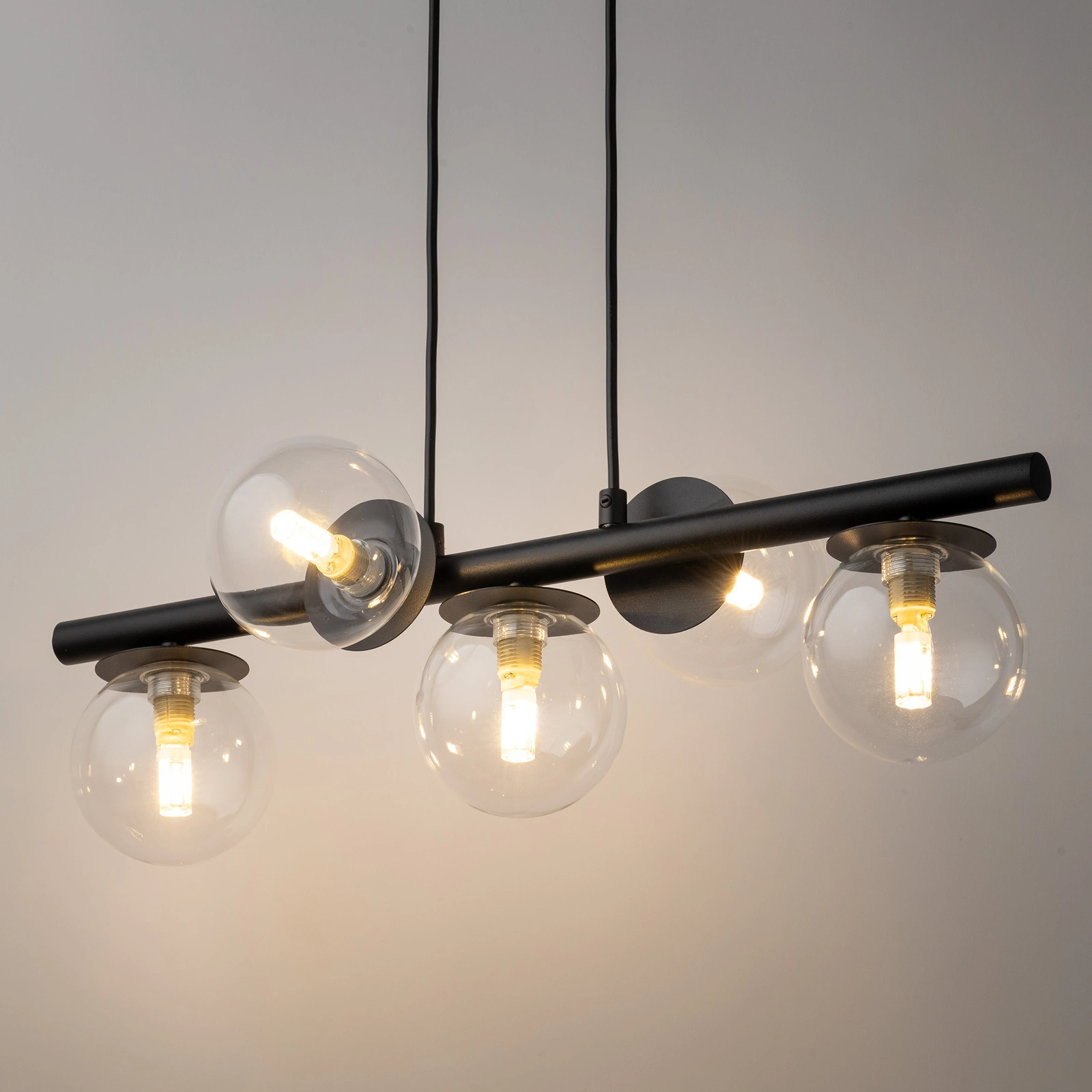 Lampa wisząca nowoczesna AVOLA kulki 5 czarne/transparentne, 5 × G9 – Sigma Lighting 40791 - obrazek 2