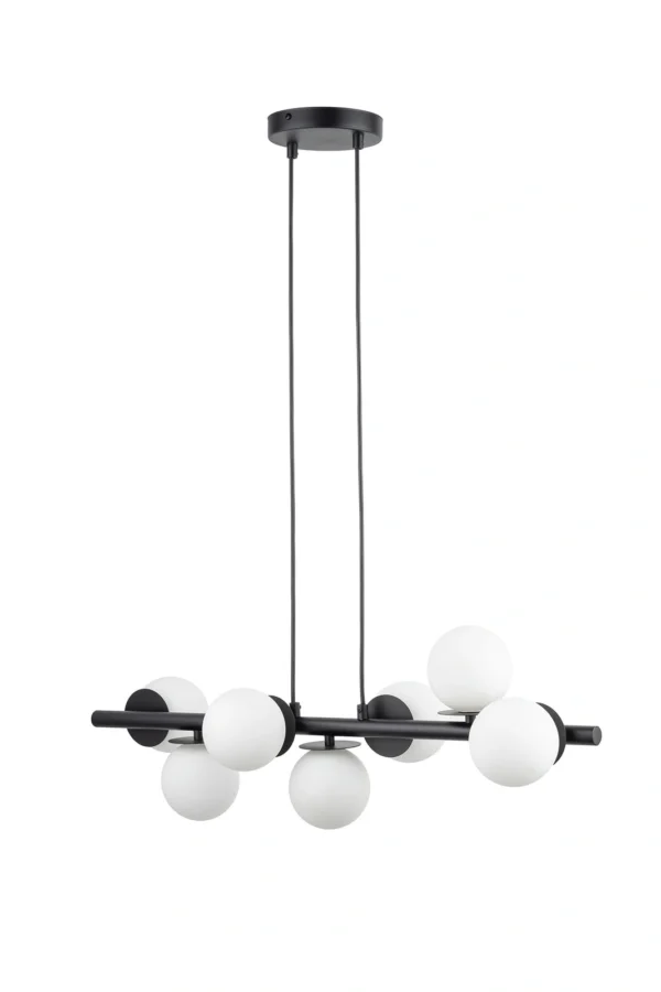 Lampa wisząca nowoczesna AVOLA kulki 7 czarne/białe, 7 × G9 – Sigma Lighting 40788