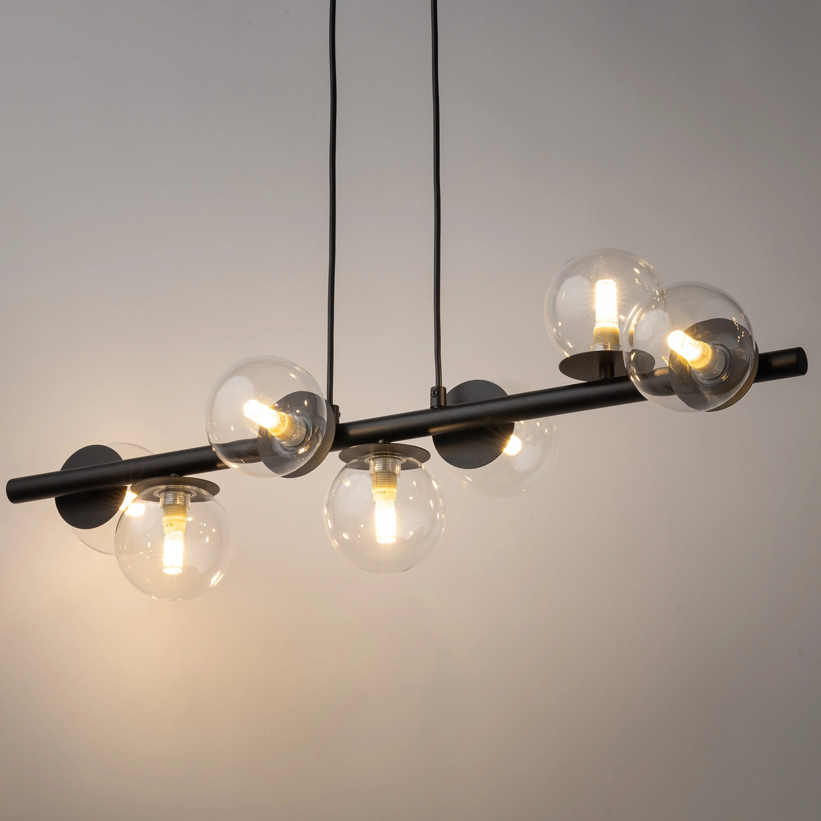 Lampa wisząca nowoczesna AVOLA kulki 7 czarne/transparentne, 7 × G9 – Sigma Lighting 40792 - obrazek 2