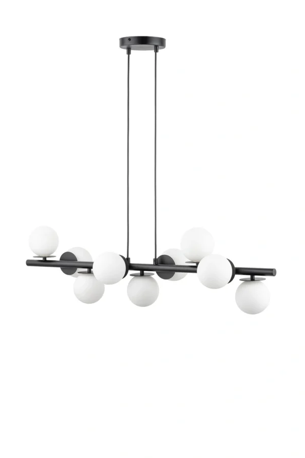 Lampa wisząca nowoczesna AVOLA kulki 9 czarne/białe, 9 × G9 – Sigma Lighting 40789