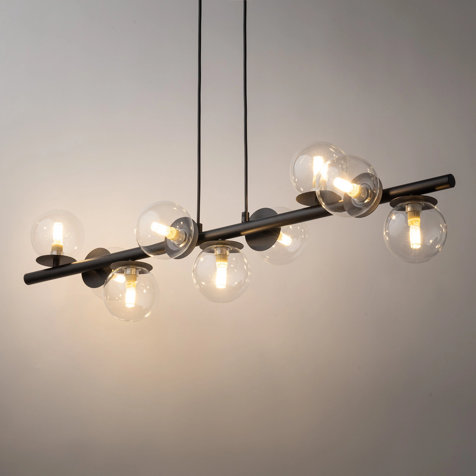 Lampa wisząca nowoczesna AVOLA kulki 9 czarne/transparentne, 9 × G9 – Sigma Lighting 40793 - obrazek 2