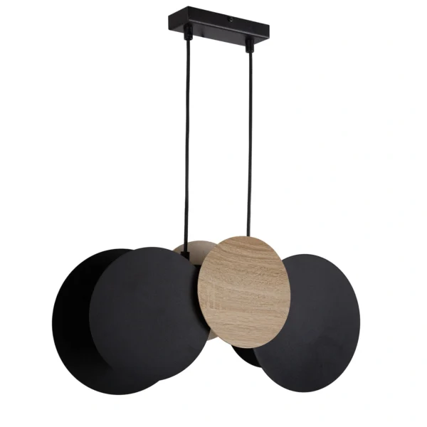 Lampa wisząca industrialna TOLA 2 czarny/dąb LHDF, 2 × E27 – Sigma Lighting 41092