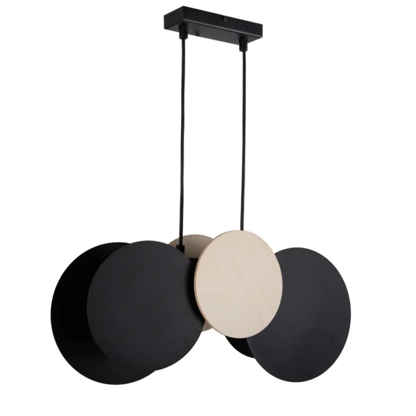 Lampa wisząca industrialna TOLA 2 czarny/brzoza, 2 × E27 – Sigma Lighting 40895
