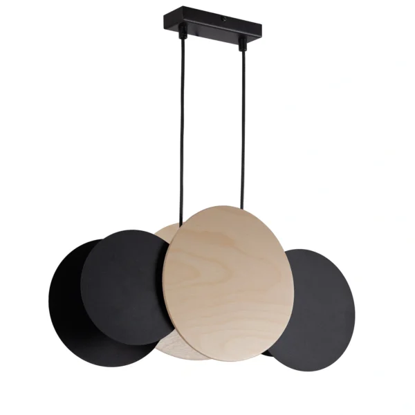 Lampa wisząca industrialna TOLA 3 czarny/brzoza, 3 × E27 – Sigma Lighting 40896