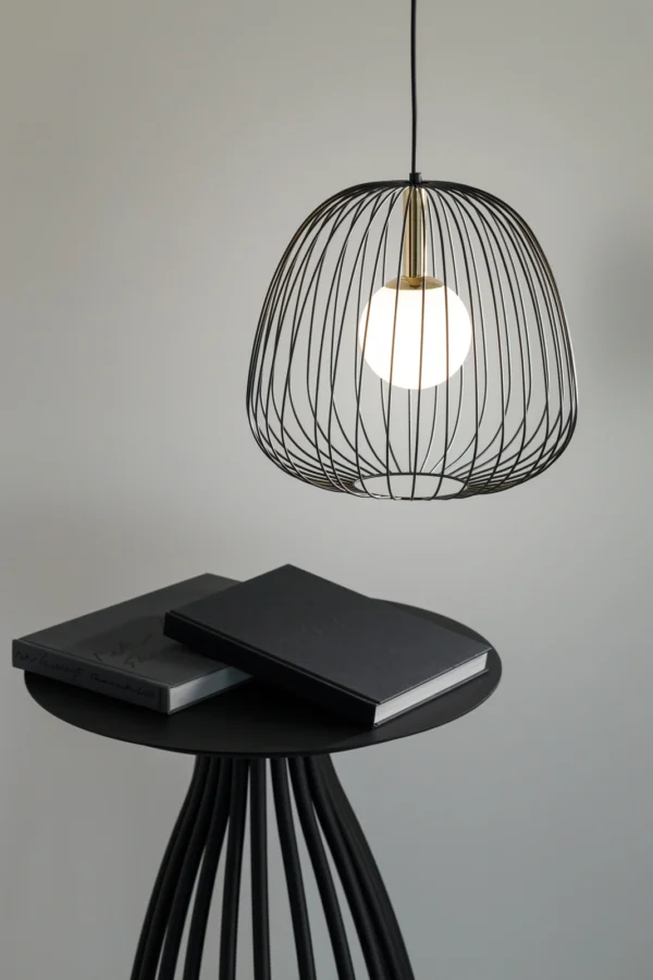 Lampa wisząca minimalistyczna BELL 1 M czarny/złoty, 1 × G9 – Sigma Lighting 40727