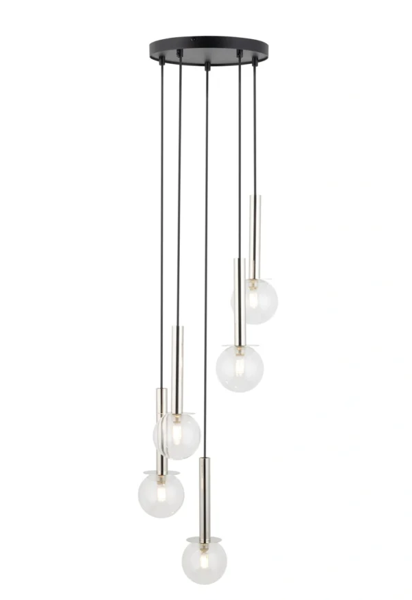 Lampa wisząca nowoczesna DAISY 5 srebrny/transparentny, 5 × G9 – Sigma Lighting 40753
