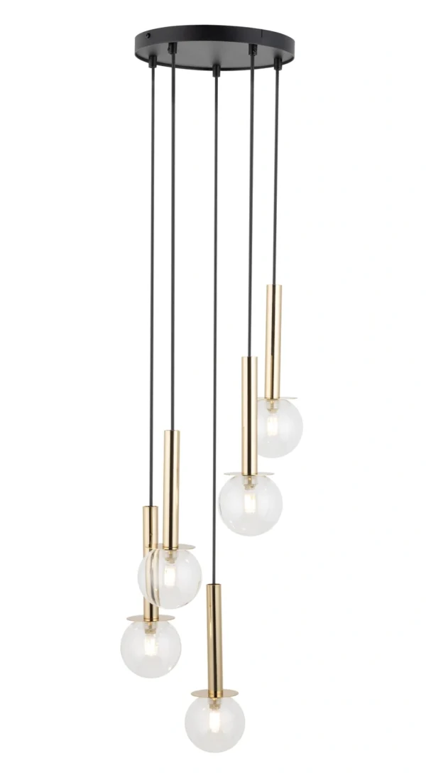 Lampa wisząca nowoczesna DAISY 5 złoty/transparentny, 5 × G9 – Sigma Lighting 40759