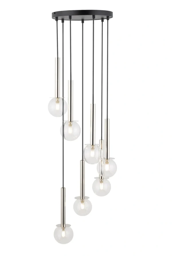 Lampa wisząca nowoczesna DAISY 7 srebrny/transparentny, 7 × G9 – Sigma Lighting 40754