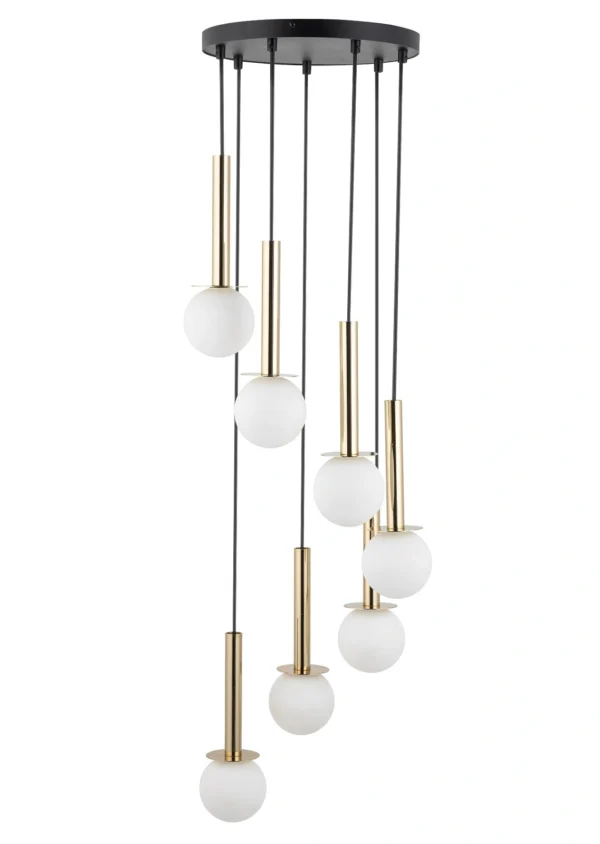 Lampa wisząca nowoczesna DAISY 7 złoty/biały, 7 × G9 – Sigma Lighting 40772