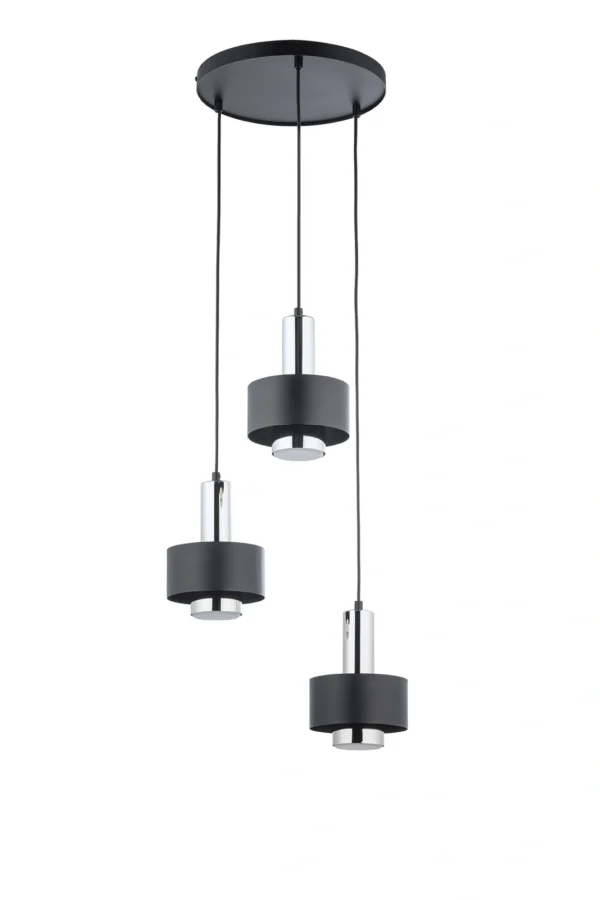 Lampa wisząca minimalistyczna RIF LUX 3 koło czarny/srebrny, LED – Sigma Lighting 40717