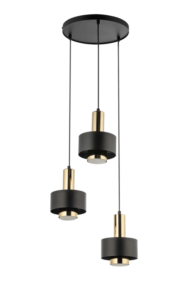Lampa wisząca minimalistyczna RIF LUX 3 koło czarny/złoty, LED – Sigma Lighting 40721