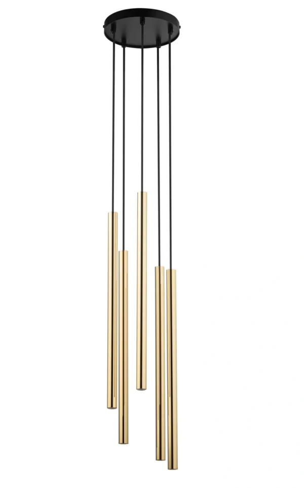 Lampa wisząca minimalistyczna SOPEL LUX 5 koło czarny/złoty, 5 × G9 – Sigma Lighting 40739