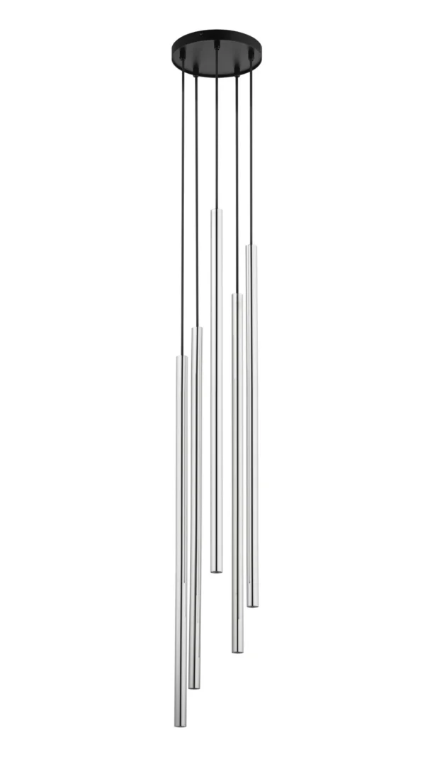 Lampa wisząca minimalistyczna SOPEL LUX 5 koło długi czarny/srebrny, 5 × G9 – Sigma Lighting 40745