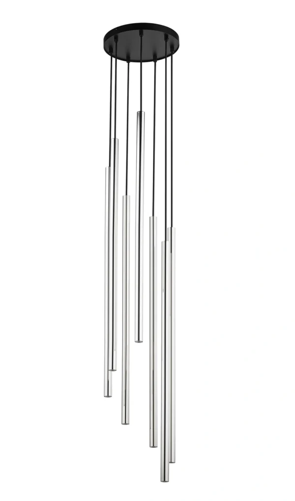 Lampa wisząca minimalistyczna SOPEL LUX 7 koło długi czarny/srebrny, 5 × G9 – Sigma Lighting 40746