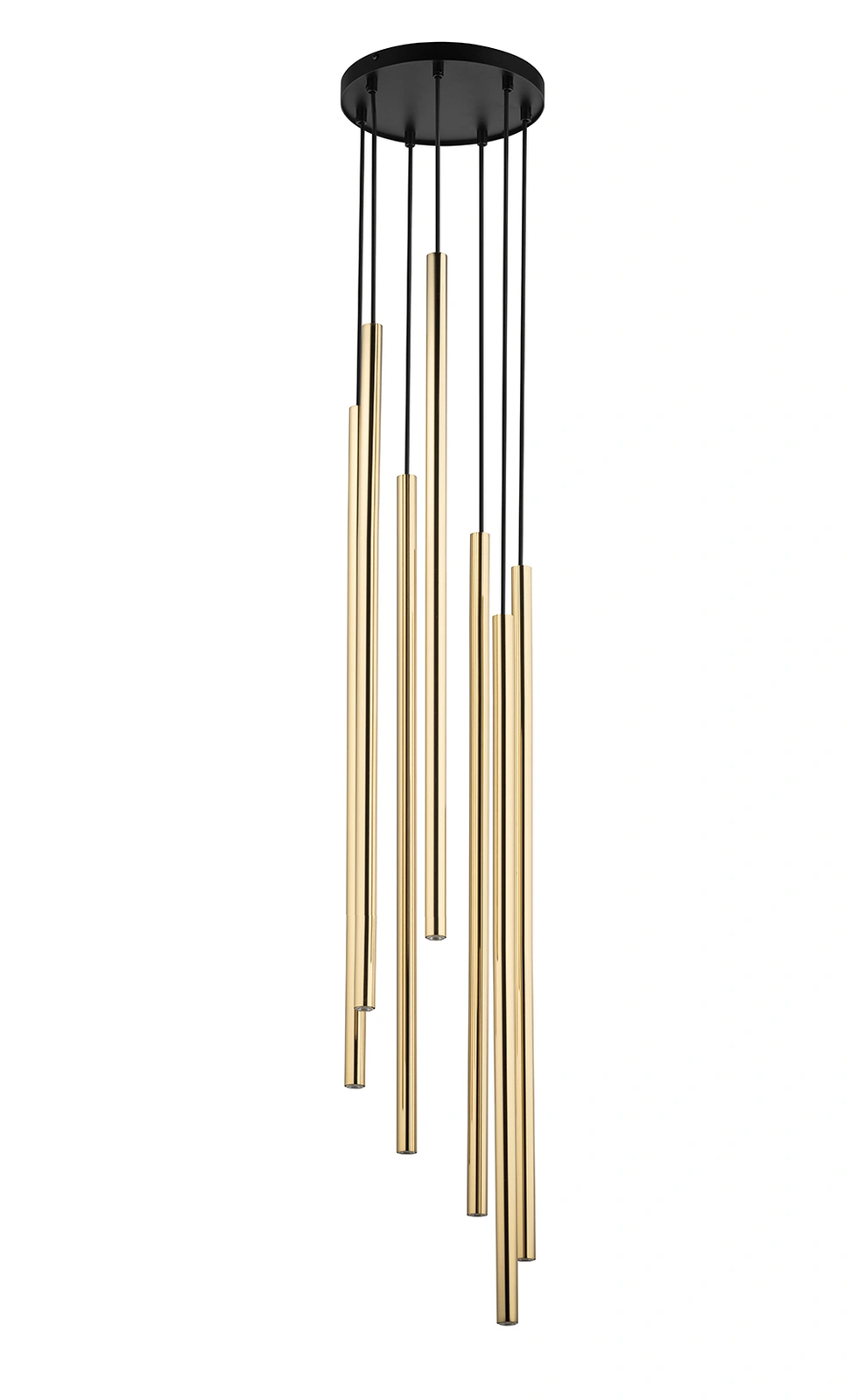 Lampa wisząca minimalistyczna SOPEL LUX 7 koło długi czarny/złoty, 5 × G9 – Sigma Lighting 40750