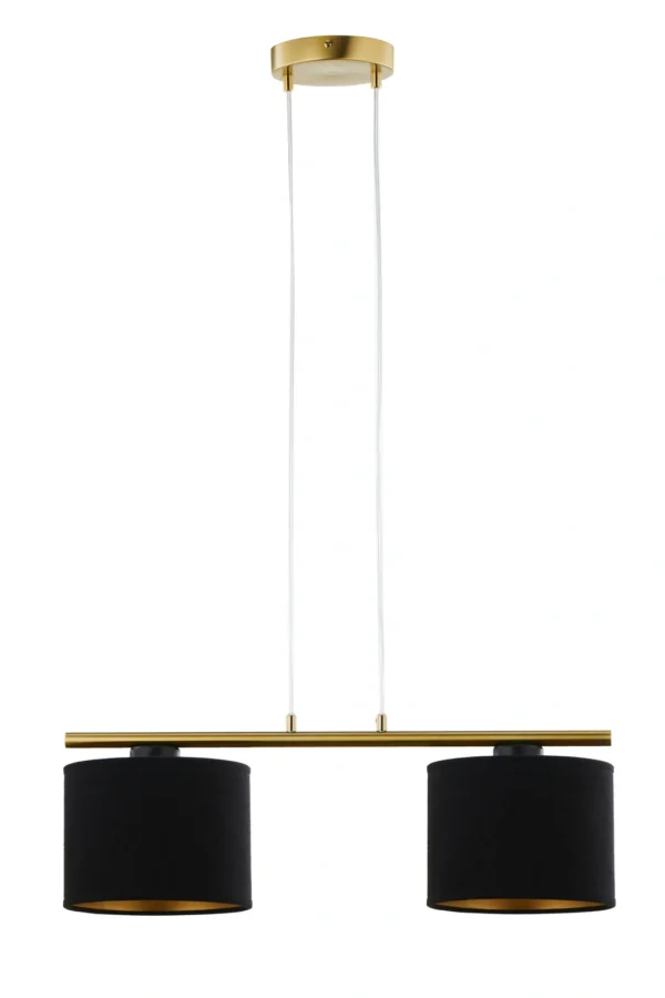 Lampa wisząca w stylu glamour ARIEL 2 złoty szczotkowany /czarny, 2 × E27 – Sigma Lighting 41678