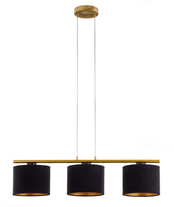 Lampa wisząca w stylu glamour ARIEL 3 złoty szczotkowany /czarny, 3 × E27 – Sigma Lighting 41676