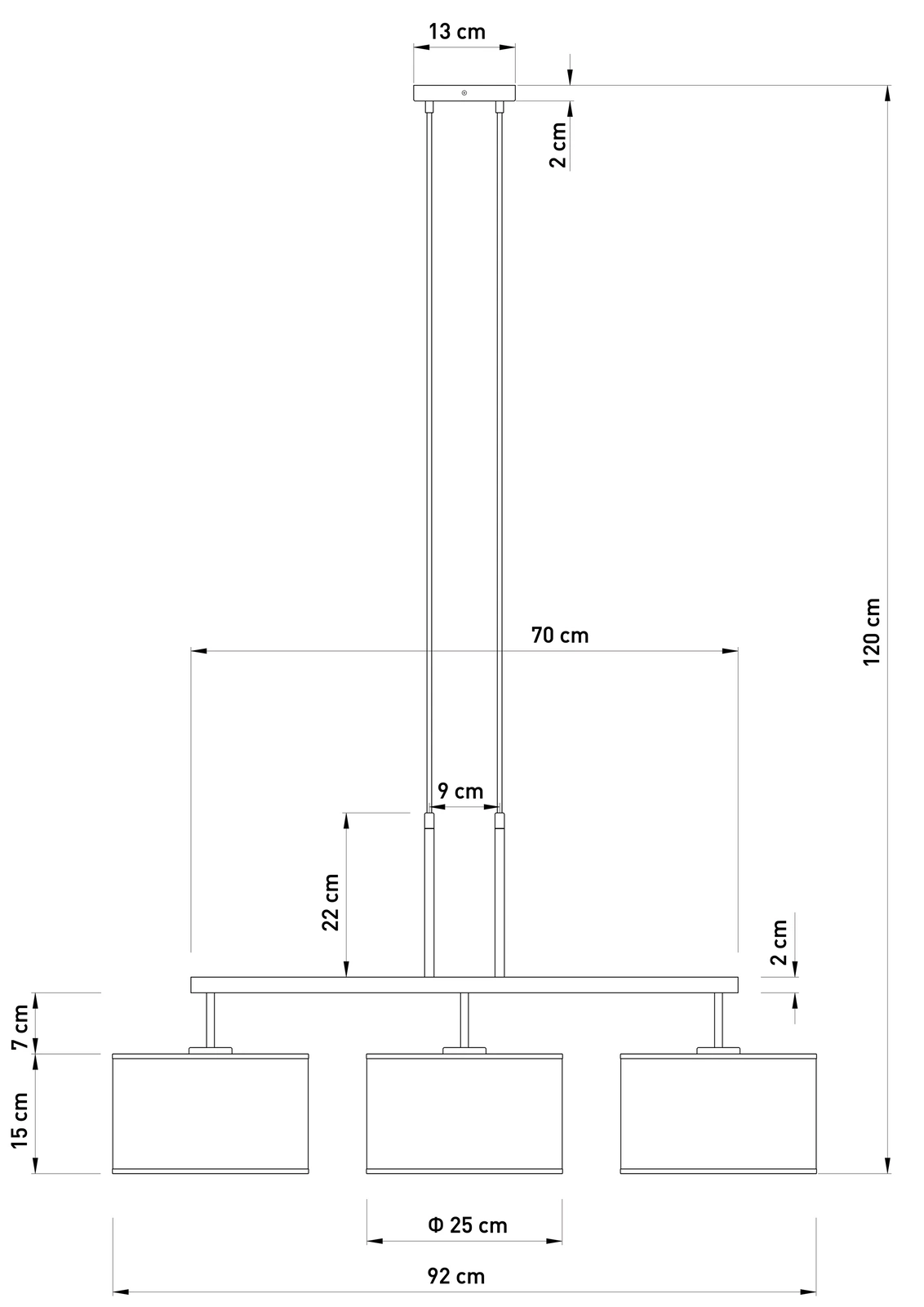 Lampa wisząca w stylu modern classic MARII 3 czarny/złoty, 3 × E27 – Sigma Lighting 41836 - obrazek 6