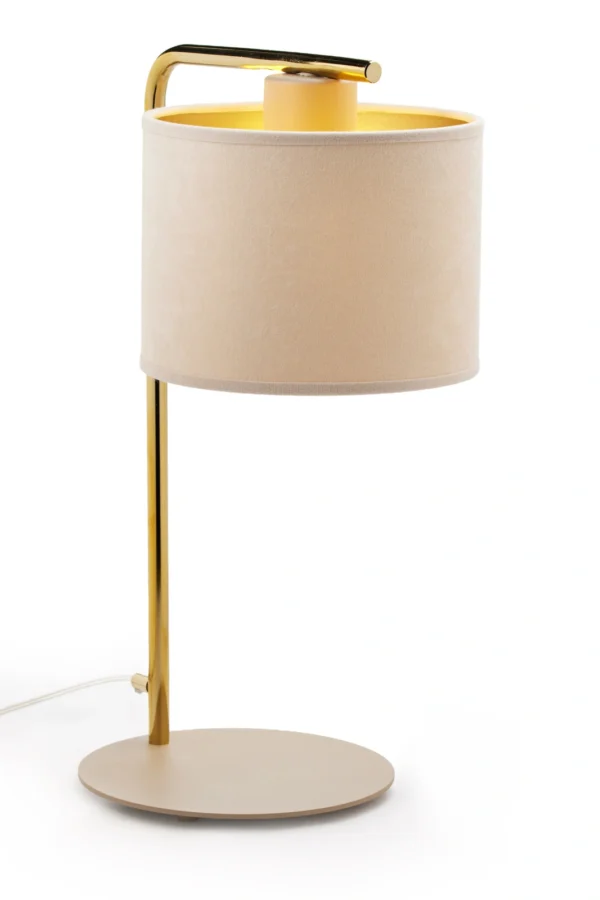 Lampa stołowa w stylu glamour ARIEL złoty szczotkowany /beżowy, 1 × E27 – Sigma Lighting 41684