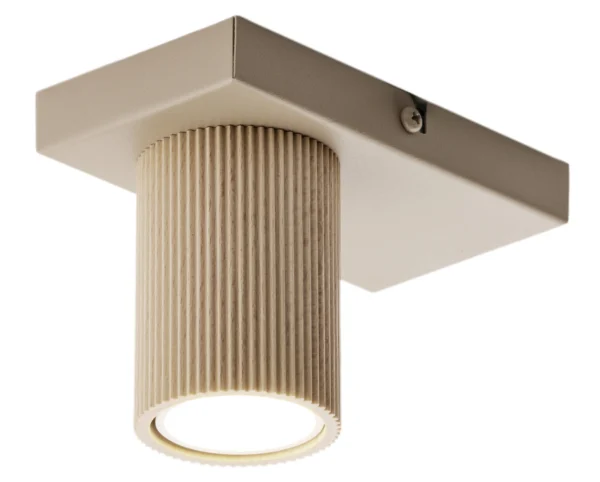 Spot sufitowy minimalistyczny OPTIC wood S1 ciepły beż / drewno nauralne, 1 × GU10 – Sigma Lighting 41884
