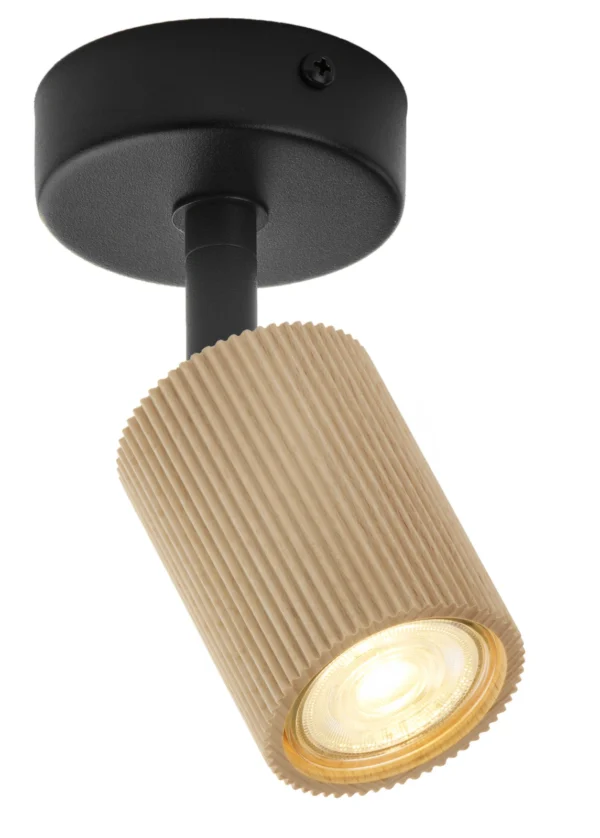 Kinkiet minimalistyczny OPTIC wood ruchomy 1 czarny / drewno naturalne, 1 × GU10 – Sigma Lighting 41880