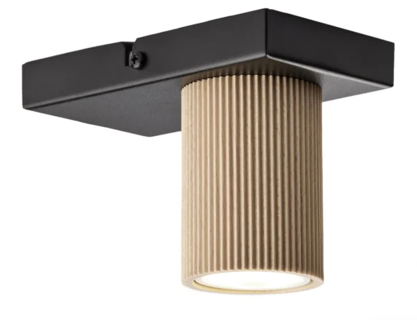 Spot sufitowy minimalistyczny OPTIC wood S1 czarny / drewno naturalne, 1 × GU10 – Sigma Lighting 41888