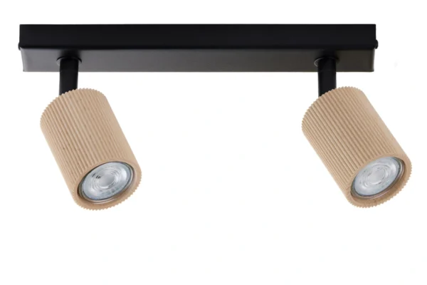 Spot sufitowy minimalistyczny OPTIC wood ruchomy 2 czarny / drewno naturalne, 2 × GU10 – Sigma Lighting 41881