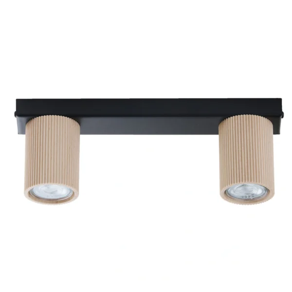 Spot sufitowy minimalistyczny OPTIC wood S2 czarny / drewno naturalne, 2 × GU10 – Sigma Lighting 41889