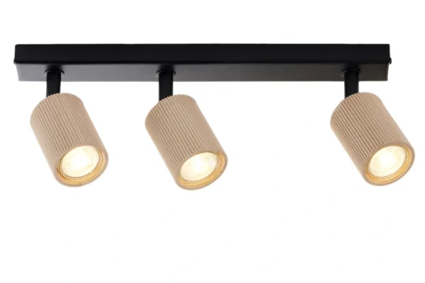 Spot sufitowy minimalistyczny OPTIC wood ruchomy 3 czarny / drewno naturalne, 3 × GU10 – Sigma Lighting 41882