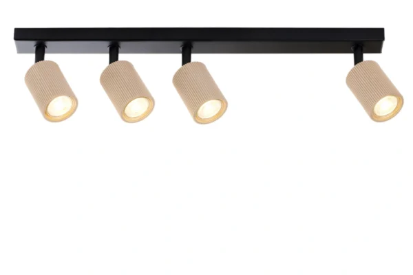 Spot sufitowy minimalistyczny OPTIC wood ruchomy 4 czarny / drewno naturalne, 4 × GU10 – Sigma Lighting 41883