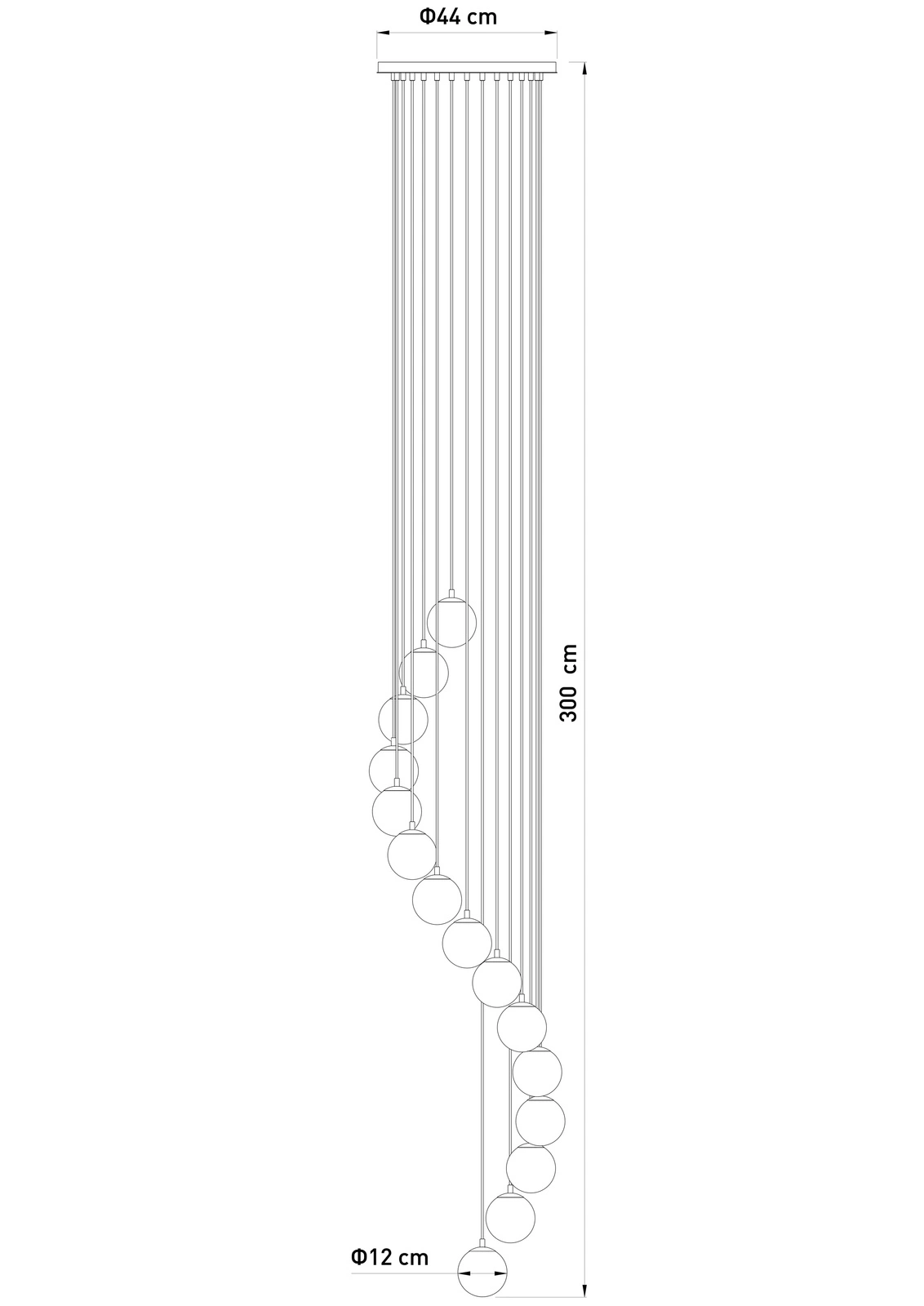 Lampa wisząca nowoczesna PIANO 15 ANTRESOLA czarny /złoty, 15 × G9 – Sigma Lighting 42059 - obrazek 5