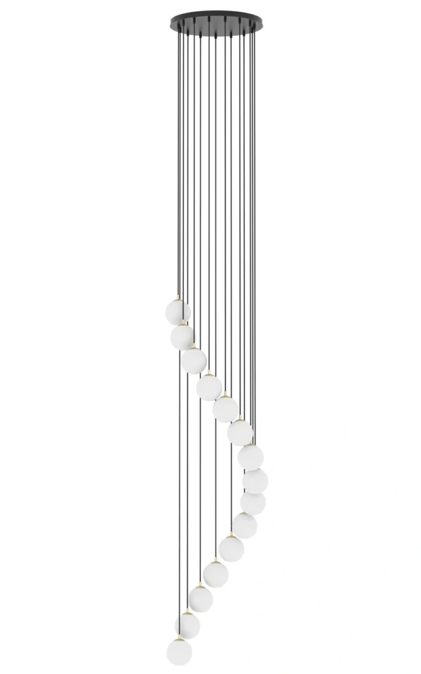 Lampa wisząca nowoczesna PIANO 15 ANTRESOLA czarny /złoty, 15 × G9 – Sigma Lighting 42059
