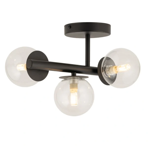Plafon nowoczesny AVOLA 3 czarny/transaparentny, 3 × G9 – Sigma Lighting 40794