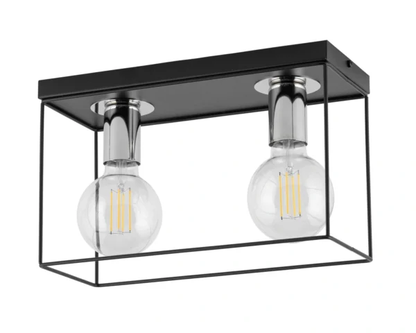 Plafon minimalistyczny VOX 2 czarny/srebrny, 2 × E27 – Sigma Lighting 40699