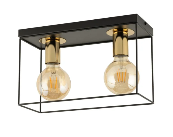 Plafon minimalistyczny VOX 2 czarny/złoty, 2 × E27 – Sigma Lighting 40703
