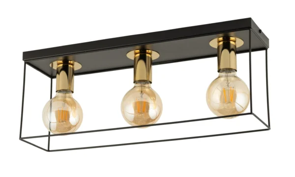 Plafon minimalistyczny VOX 3 czarny/złoty, 3 × E27 – Sigma Lighting 40704
