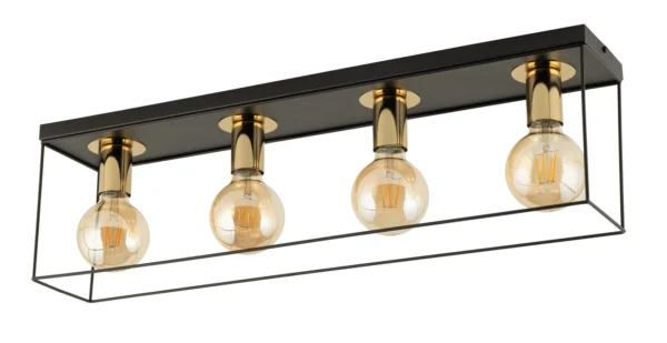Plafon minimalistyczny VOX 4 czarny/złoty, 4 × E27 – Sigma Lighting 40705
