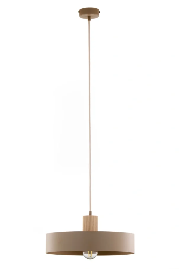 Lampa wisząca w stylu japandi RIF WOOD 1 L ciepły beż/drewno naturalne, 1 × E27 – Sigma Lighting 41870