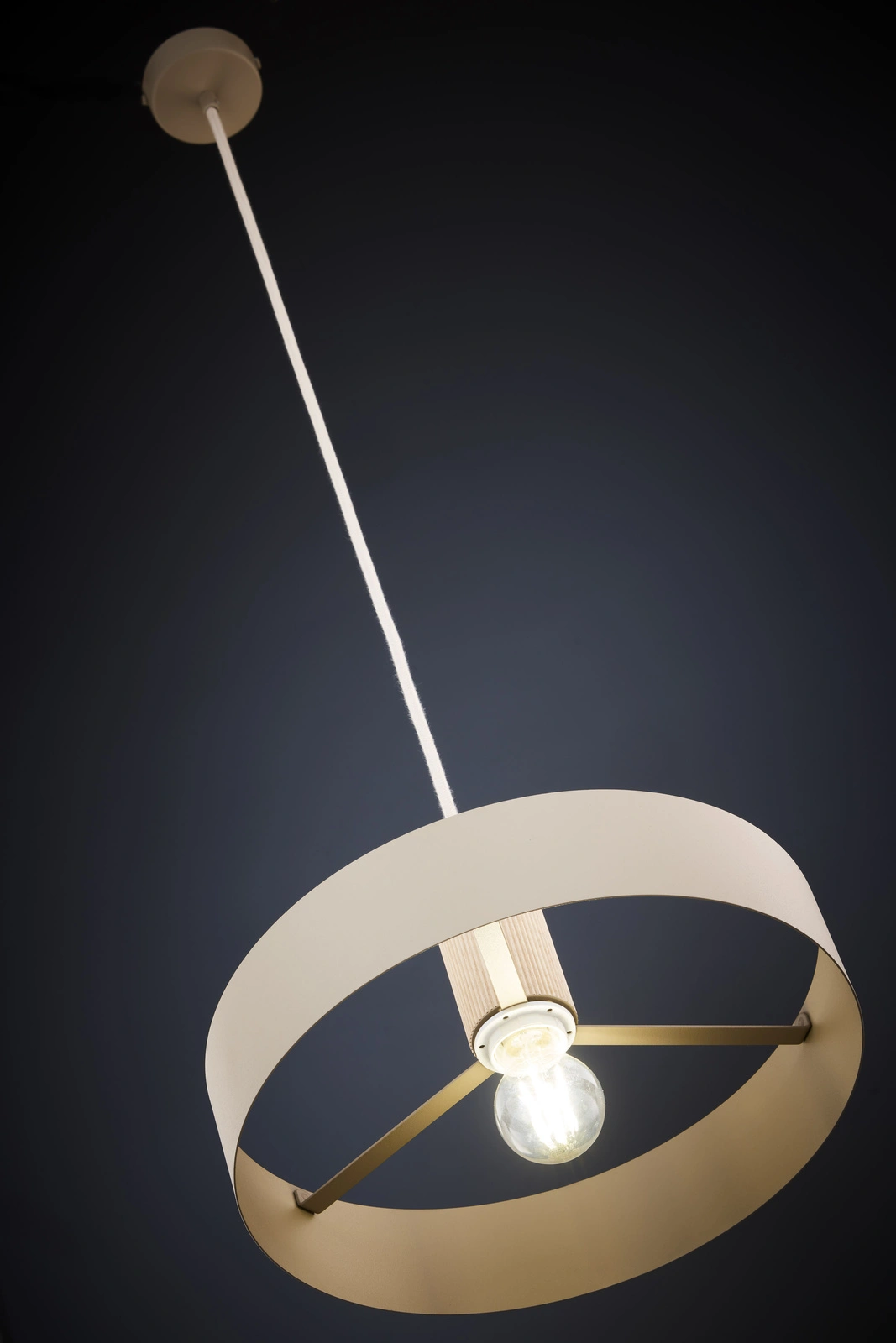 Lampa wisząca w stylu japandi RIF WOOD 1 L ciepły beż/drewno naturalne, 1 × E27 – Sigma Lighting 41870 - obrazek 5