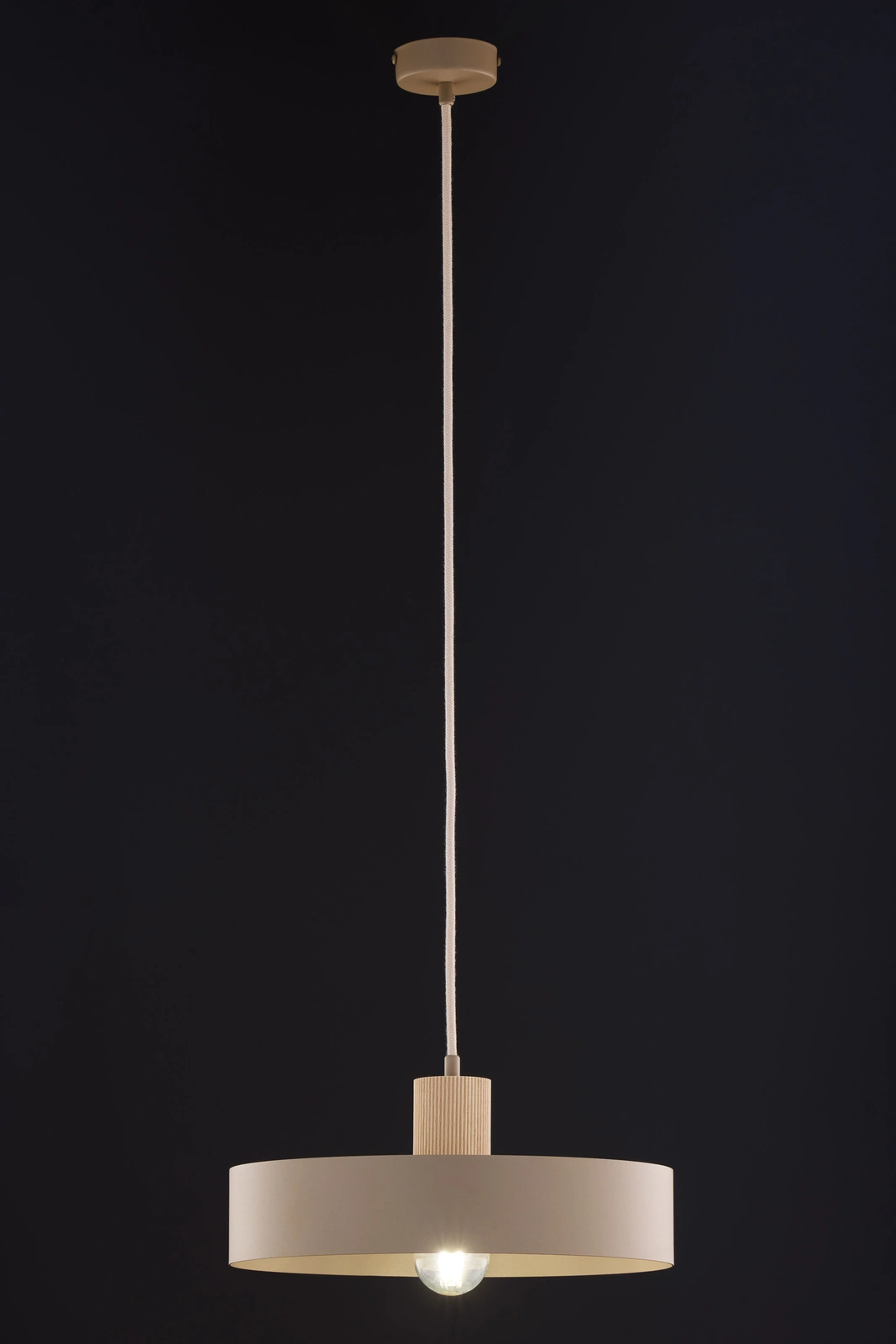 Lampa wisząca w stylu japandi RIF WOOD 1 L ciepły beż/drewno naturalne, 1 × E27 – Sigma Lighting 41870 - obrazek 2