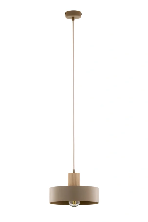 Lampa wisząca w stylu japandi RIF WOOD 1 M ciepły beż/drewno naturalne, 1 × E27 – Sigma Lighting 41869