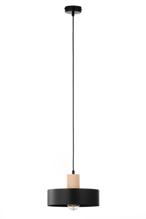 Lampa wisząca loftowa RIF WOOD 1 M czarny/drewno naturalne, 1 × E27 – Sigma Lighting 41864
