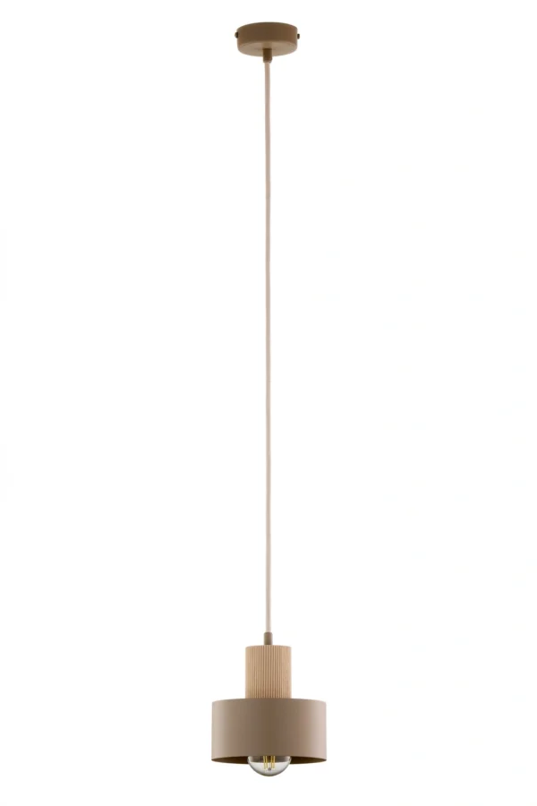 Lampa wisząca w stylu japandi RIF WOOD 1 S ciepły beż/drewno naturalne, 1 × E27 – Sigma Lighting 41868