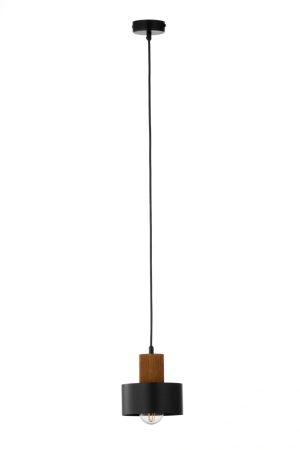 Lampa wisząca loftowa RIF WOOD 1 S czarny/jasny brązowy, 1 × E27 – Sigma Lighting 41858