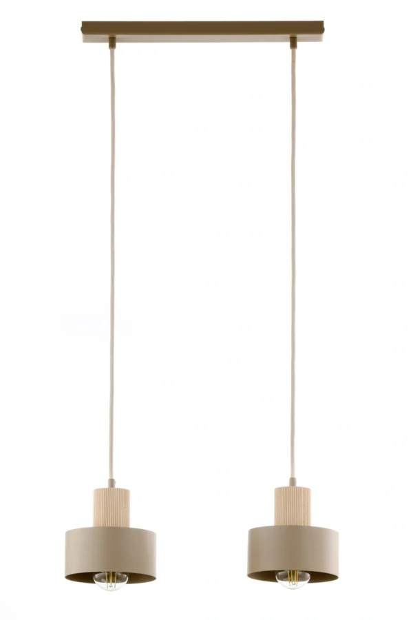 Lampa wisząca w stylu japandi RIF WOOD 2 ciepły beż/drewno naturalne, 2 × E27 – Sigma Lighting 41871