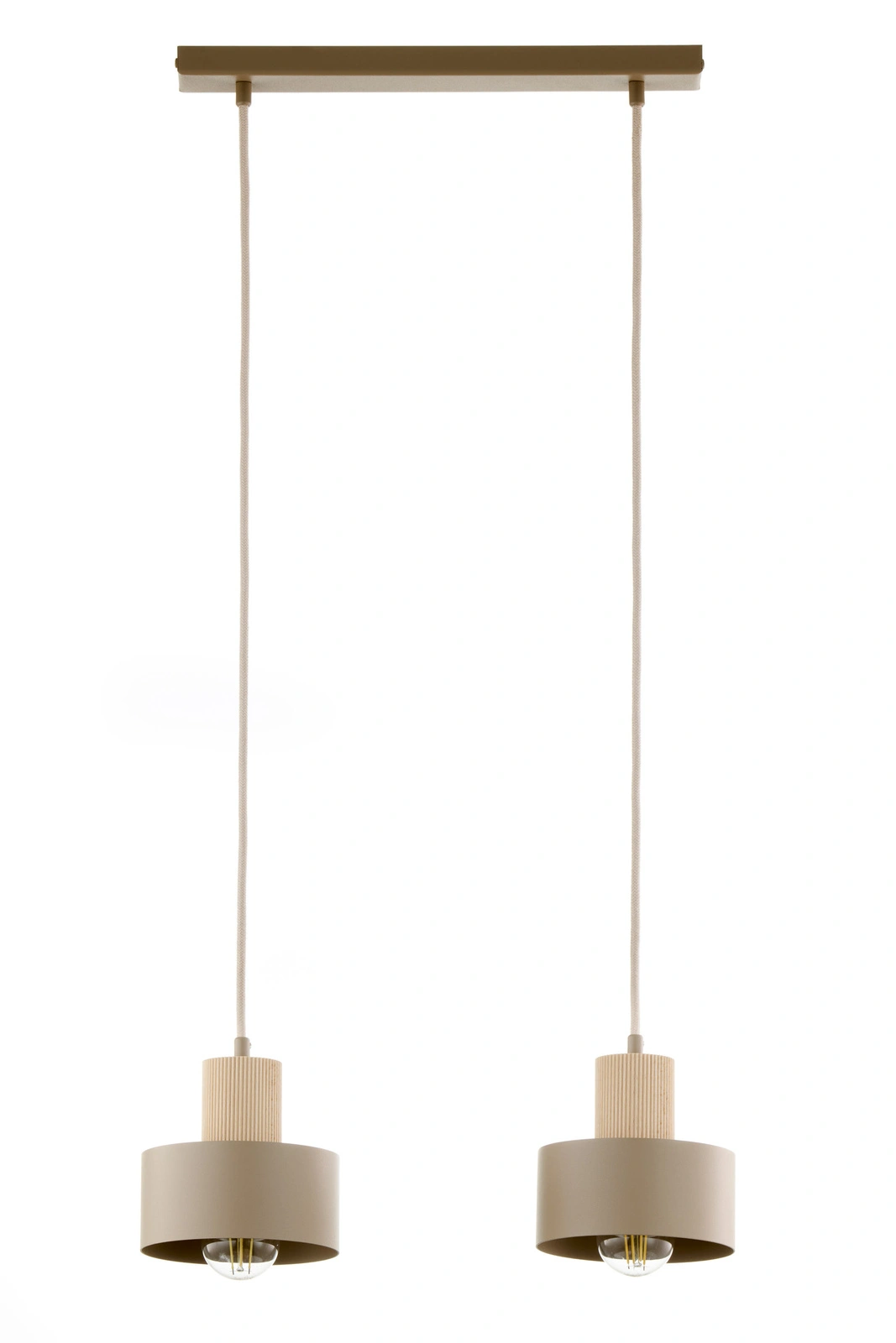 Lampa wisząca w stylu japandi RIF WOOD 2 ciepły beż/drewno naturalne, 2 × E27 – Sigma Lighting 41871