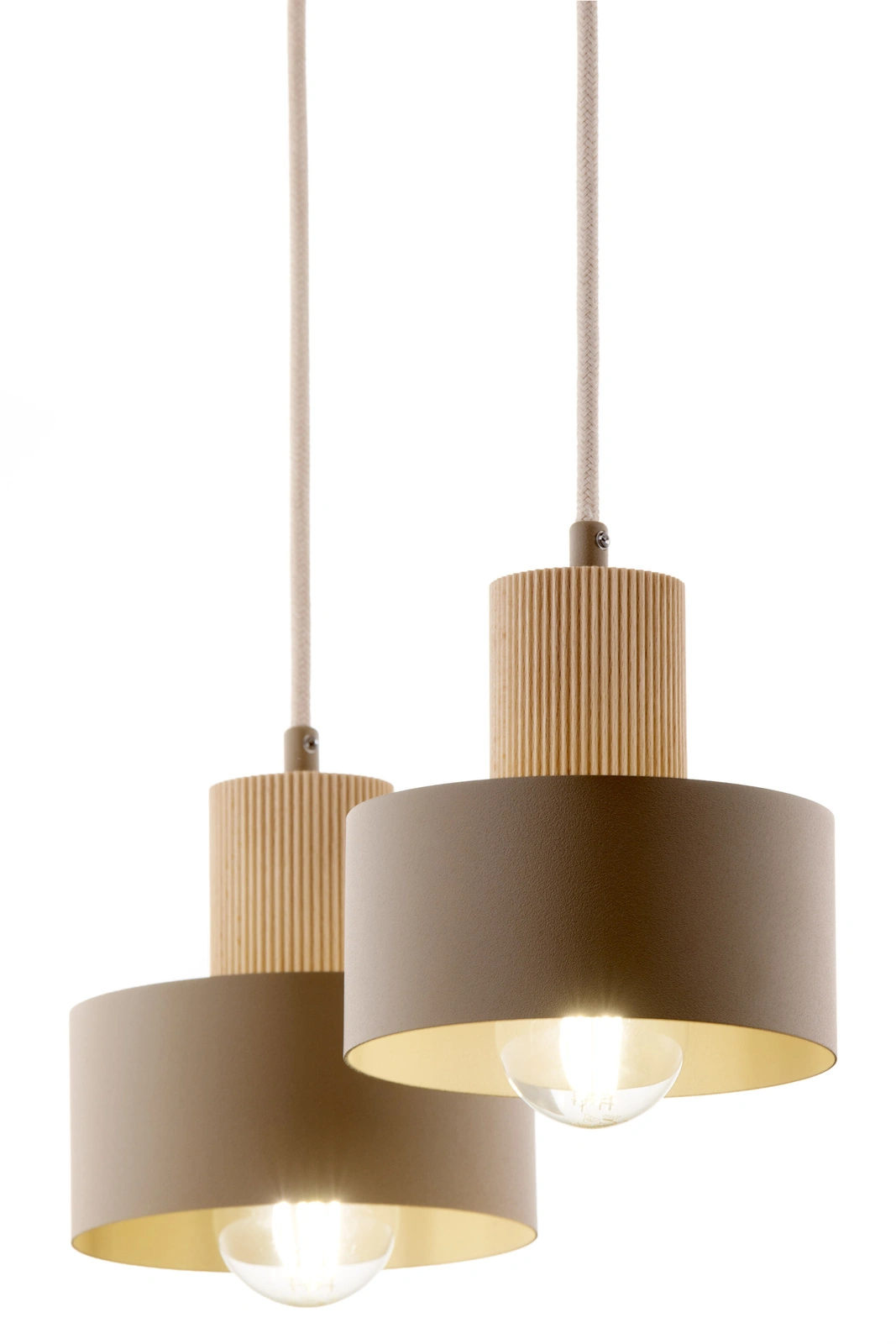 Lampa wisząca w stylu japandi RIF WOOD 2 ciepły beż/drewno naturalne, 2 × E27 – Sigma Lighting 41871 - obrazek 3